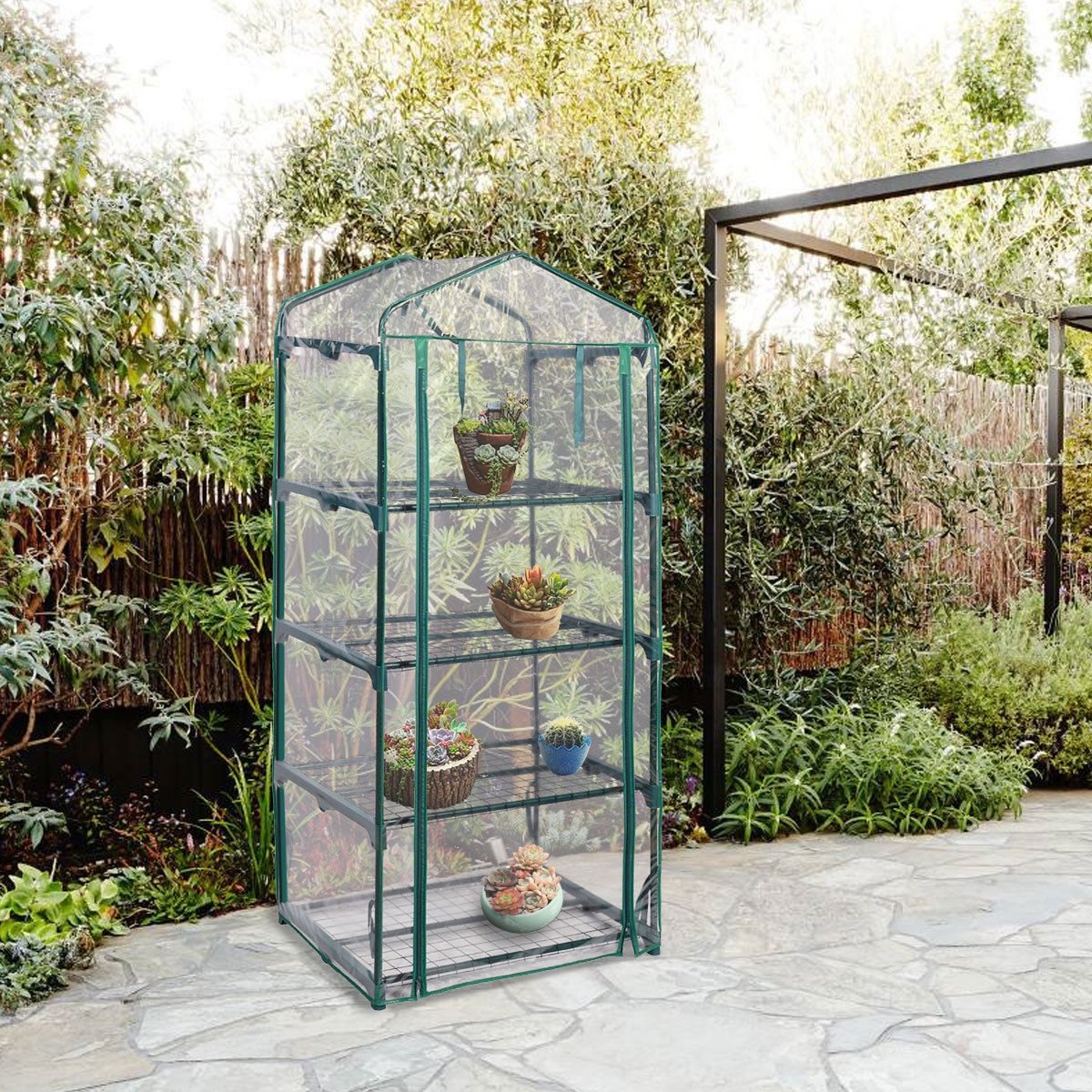 Outdoor Portable Mini 4 Shelves Greenhouse, Transparent - Gallery Canada