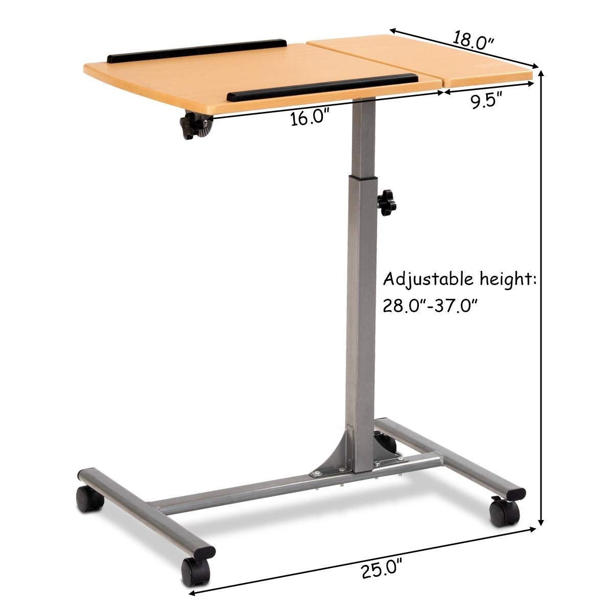 Adjustable Laptop Desk With Stand Holder And Wheels, Natural Laptop Tables & Printer Stands   at Gallery Canada