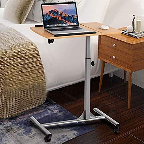 Adjustable Laptop Desk With Stand Holder And Wheels, Natural Laptop Tables & Printer Stands   at Gallery Canada