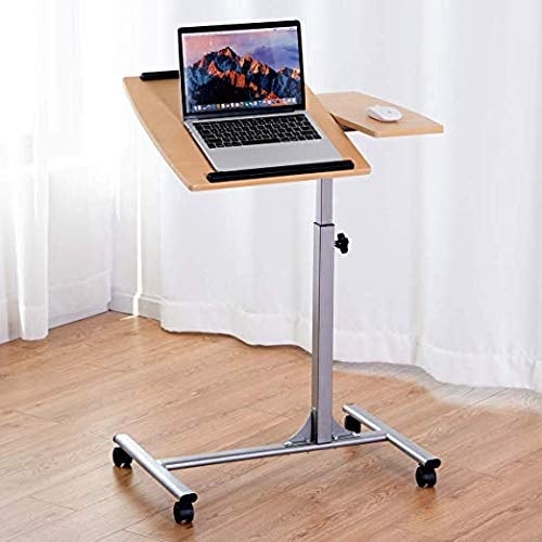 Adjustable Laptop Desk With Stand Holder And Wheels, Natural Laptop Tables & Printer Stands   at Gallery Canada