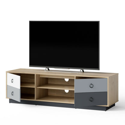 Modern 55 Inch TV Stand with 2 Storage Cabinets for TVs up to 60 Inch, Natural - Gallery Canada