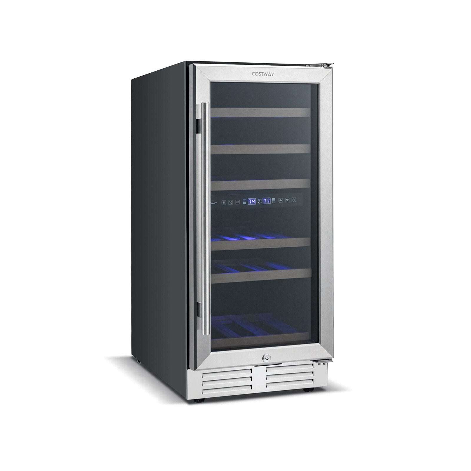 30-Bottle Freestanding Wine Cooler with Temp Memory and Dual Zones , Silver Wine & Beverage Coolers   at Gallery Canada