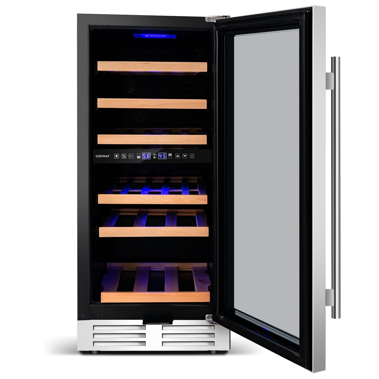 30-Bottle Freestanding Wine Cooler with Temp Memory and Dual Zones , Silver Wine & Beverage Coolers   at Gallery Canada