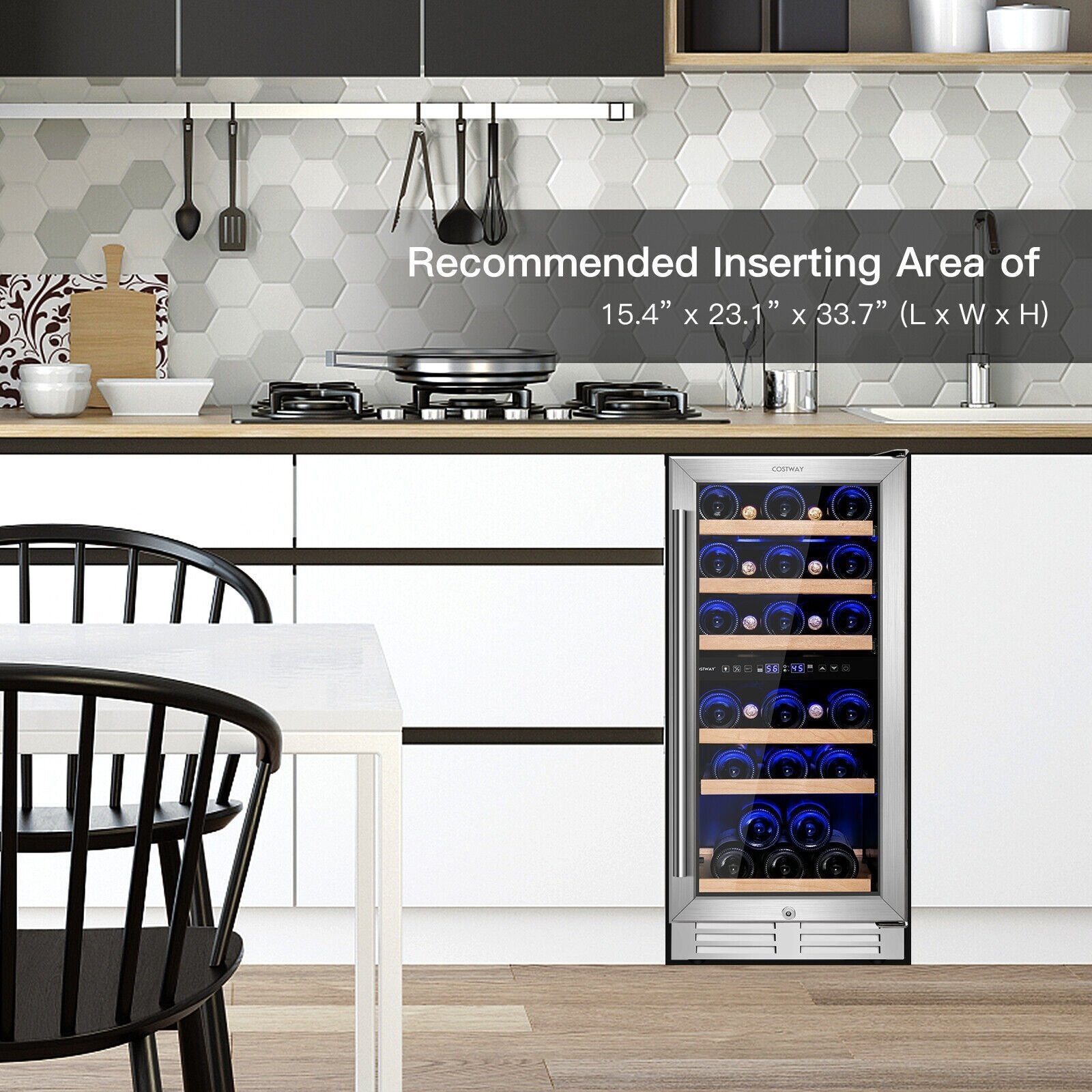 30-Bottle Freestanding Wine Cooler with Temp Memory and Dual Zones , Silver Wine & Beverage Coolers   at Gallery Canada