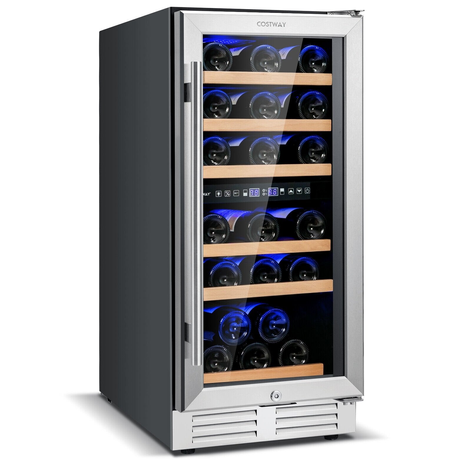 30-Bottle Freestanding Wine Cooler with Temp Memory and Dual Zones , Silver Wine & Beverage Coolers Silver at Gallery Canada