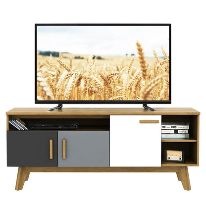 65 Inch TV Stand with 3 Storage Cabinets and 3 Open Shelves for Living Room, Natural - Gallery Canada