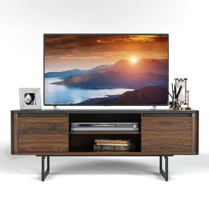 Wooden TV Stand with 2-Door Storage Cabinets for for TVs up to 55 Inch, Brown Entertainment Centers & TV Stands   at Gallery Canada