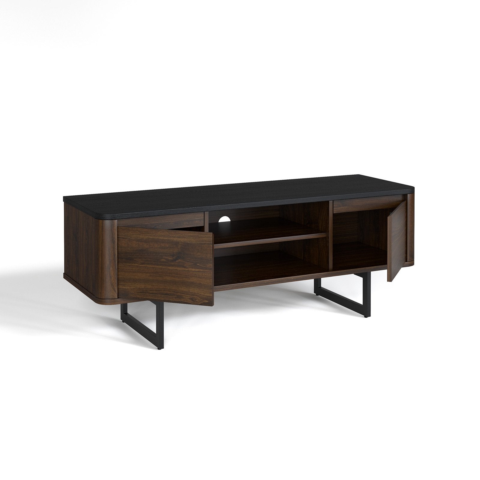 Wooden TV Stand with 2-Door Storage Cabinets for for TVs up to 55 Inch, Brown - Gallery Canada