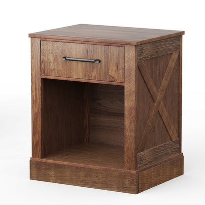 Compact Nightstand with Drawer and Shelf, Brown Nightstands   at Gallery Canada