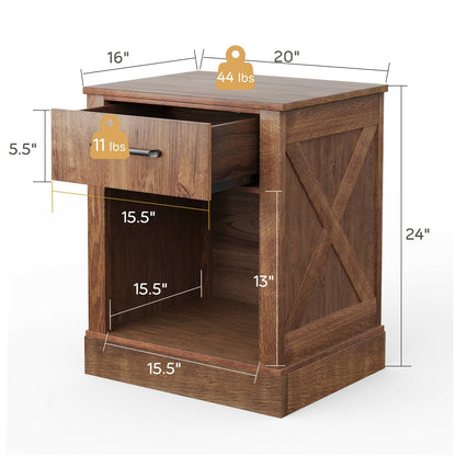 Compact Nightstand with Drawer and Shelf, Brown Nightstands   at Gallery Canada