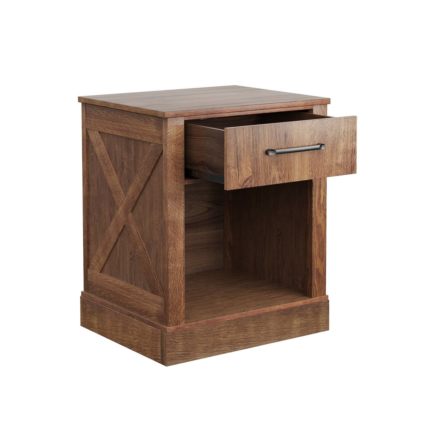 Compact Nightstand with Drawer and Shelf, Brown Nightstands   at Gallery Canada