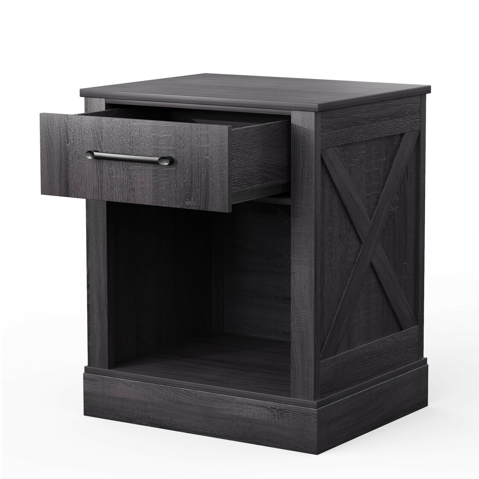 Compact Nightstand with Drawer and Shelf, Black Nightstands   at Gallery Canada