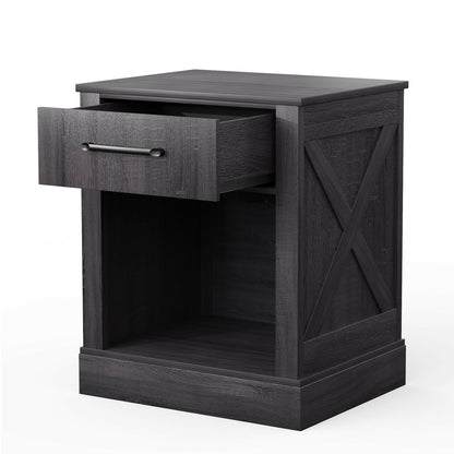 Compact Nightstand with Drawer and Shelf, Black Nightstands   at Gallery Canada