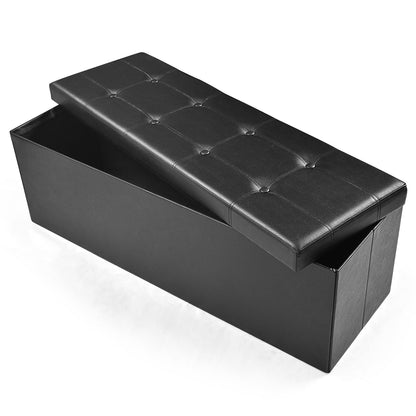 45 Inches Large Folding Ottoman Storage Seat, Black Shoe Racks & Storage Benches   at Gallery Canada