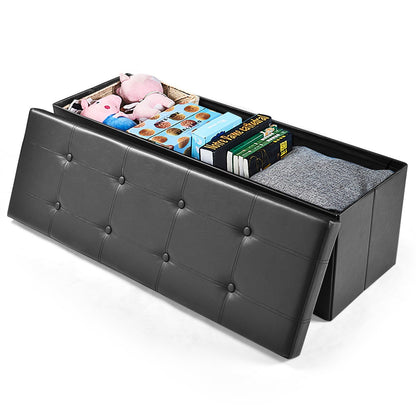 45 Inches Large Folding Ottoman Storage Seat, Black Shoe Racks & Storage Benches   at Gallery Canada