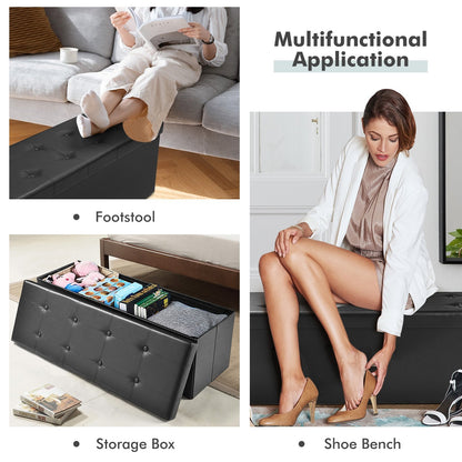 45 Inches Large Folding Ottoman Storage Seat, Black Shoe Racks & Storage Benches   at Gallery Canada