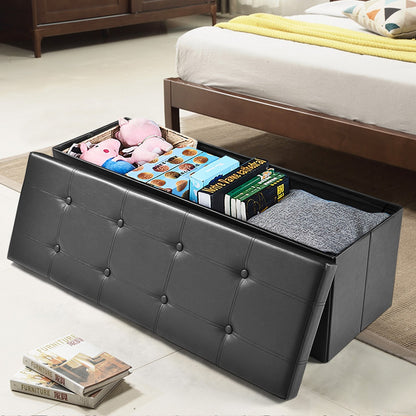 45 Inches Large Folding Ottoman Storage Seat, Black Shoe Racks & Storage Benches   at Gallery Canada