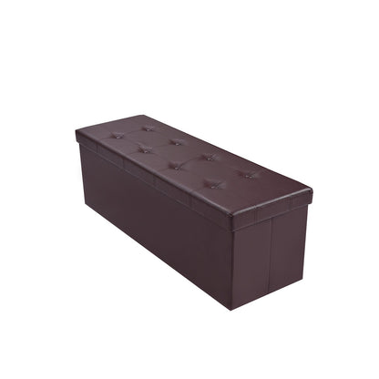 45 Inch Large Folding Ottoman Storage Seat - Brown, Brown Shoe Racks & Storage Benches   at Gallery Canada