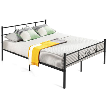 Twin/Full/Queen Size Metal Bed Frame with Headboard and Footboard-Queen Size, Black Simple Bed Frame   at Gallery Canada