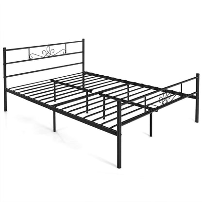 Twin/Full/Queen Size Metal Bed Frame with Headboard and Footboard-Queen Size, Black Simple Bed Frame   at Gallery Canada