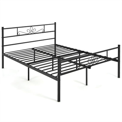 Twin/Full/Queen Size Metal Bed Frame with Headboard and Footboard-Full Size, Black Simple Bed Frame   at Gallery Canada