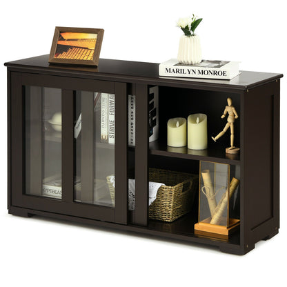 Sideboard Buffet Cupboard Storage Cabinet with Sliding Door, Brown Sideboards Cabinets & Buffets   at Gallery Canada