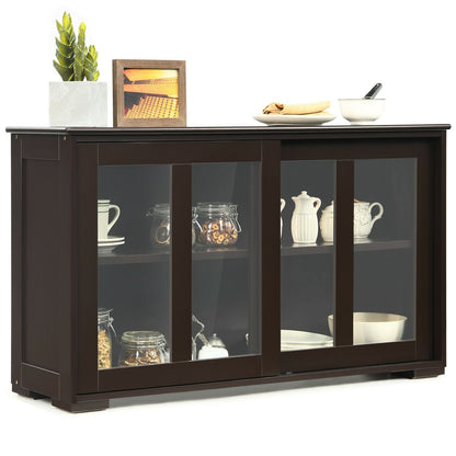 Sideboard Buffet Cupboard Storage Cabinet with Sliding Door, Brown Sideboards Cabinets & Buffets   at Gallery Canada