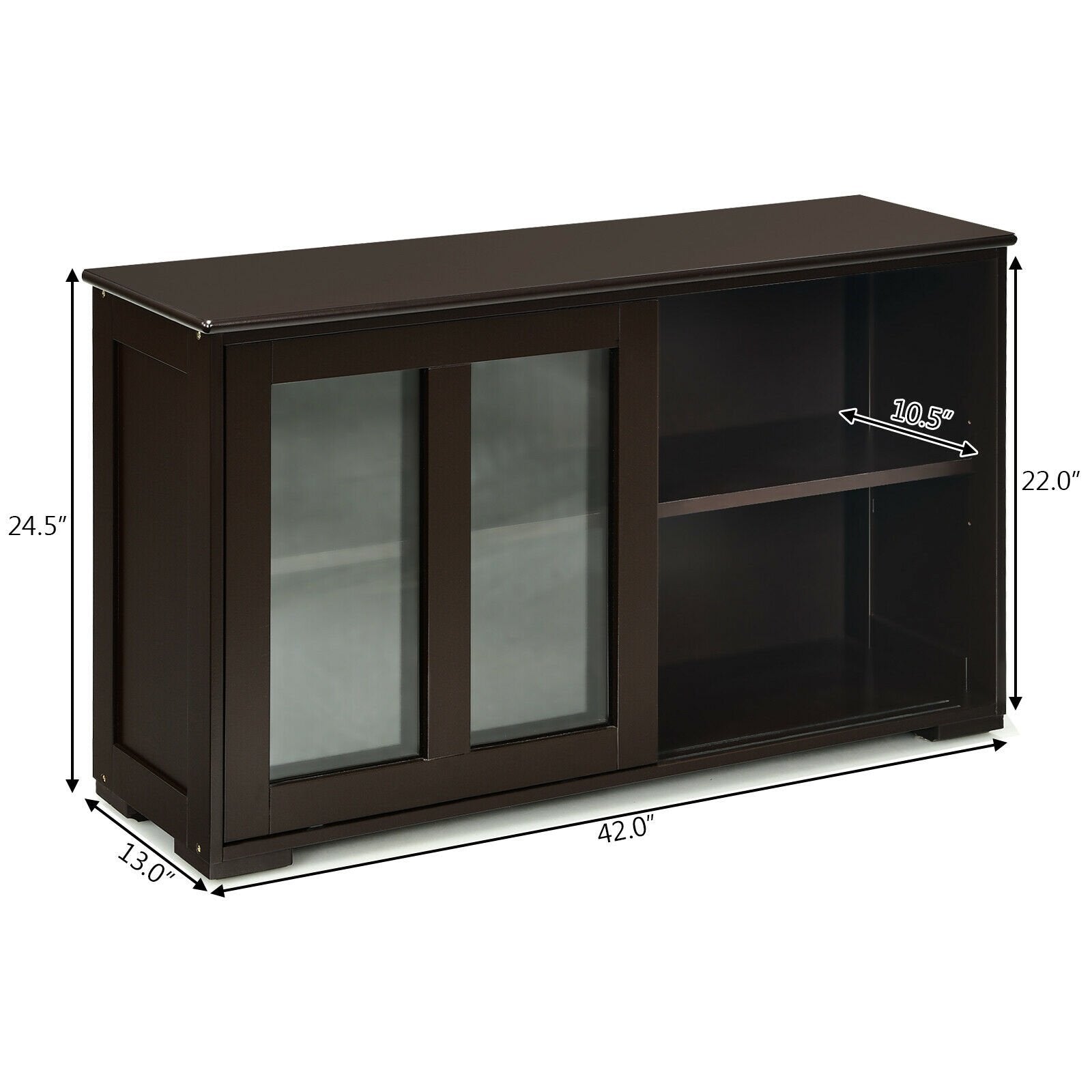 Sideboard Buffet Cupboard Storage Cabinet with Sliding Door, Brown Sideboards Cabinets & Buffets   at Gallery Canada