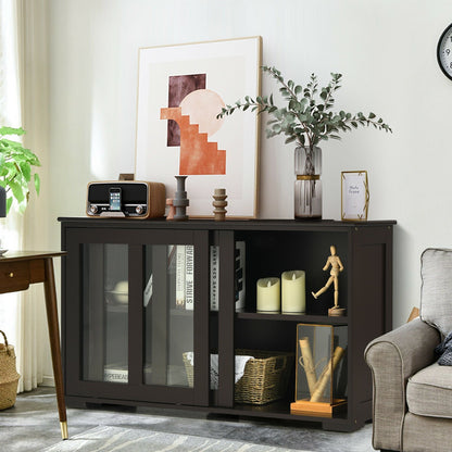 Sideboard Buffet Cupboard Storage Cabinet with Sliding Door, Brown Sideboards Cabinets & Buffets   at Gallery Canada