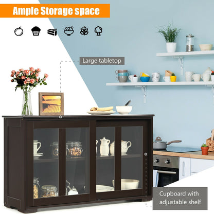 Sideboard Buffet Cupboard Storage Cabinet with Sliding Door, Brown Sideboards Cabinets & Buffets   at Gallery Canada