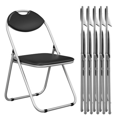 6 Pieces U-Shape Folding Chairs with Hollow Handle, Black - Gallery Canada