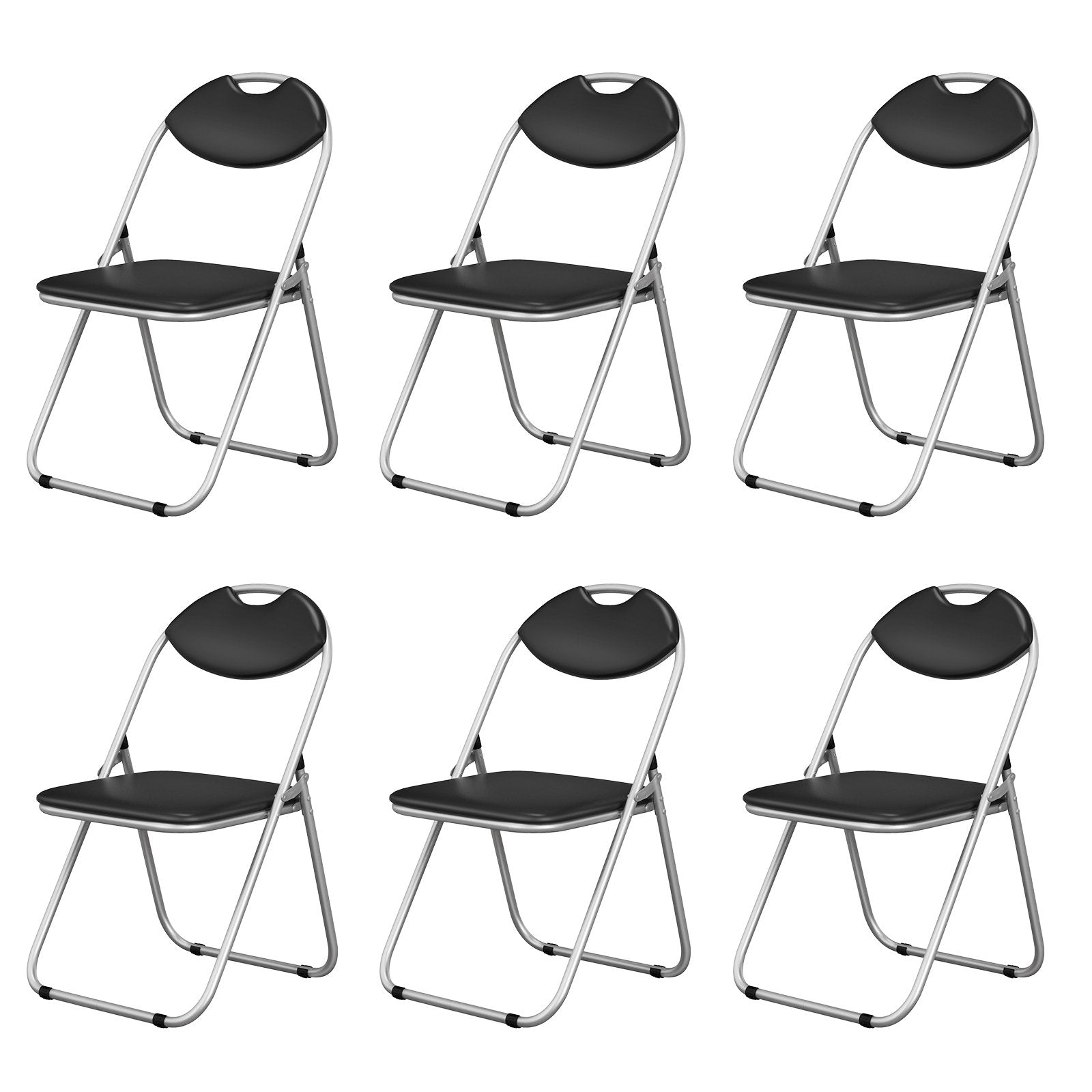 6 Pieces U-Shape Folding Chairs with Hollow Handle, Black Dining Chairs   at Gallery Canada