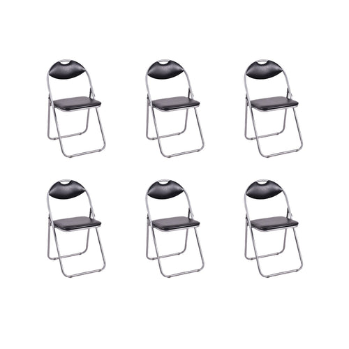 6 Pieces U-Shape Folding Chairs with Hollow Handle, Black