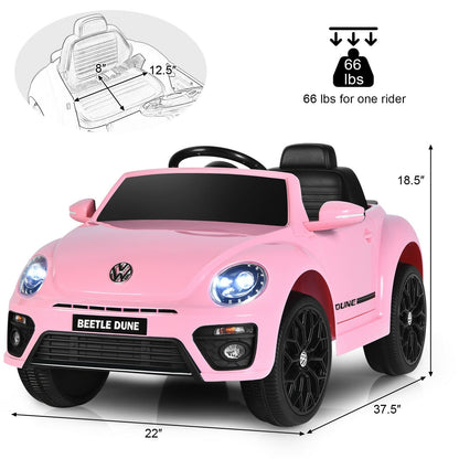 Volkswagen Beetle Kids Electric Ride On Car with Remote Control, Pink - Gallery Canada