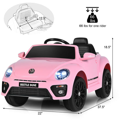 Volkswagen Beetle Kids Electric Ride On Car with Remote Control, Pink Powered Ride On Toys   at Gallery Canada