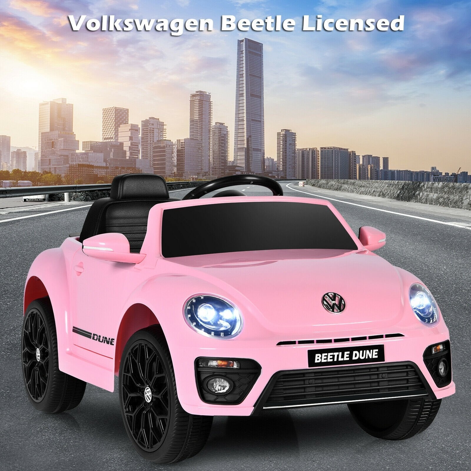 Volkswagen Beetle Kids Electric Ride On Car with Remote Control, Pink - Gallery Canada