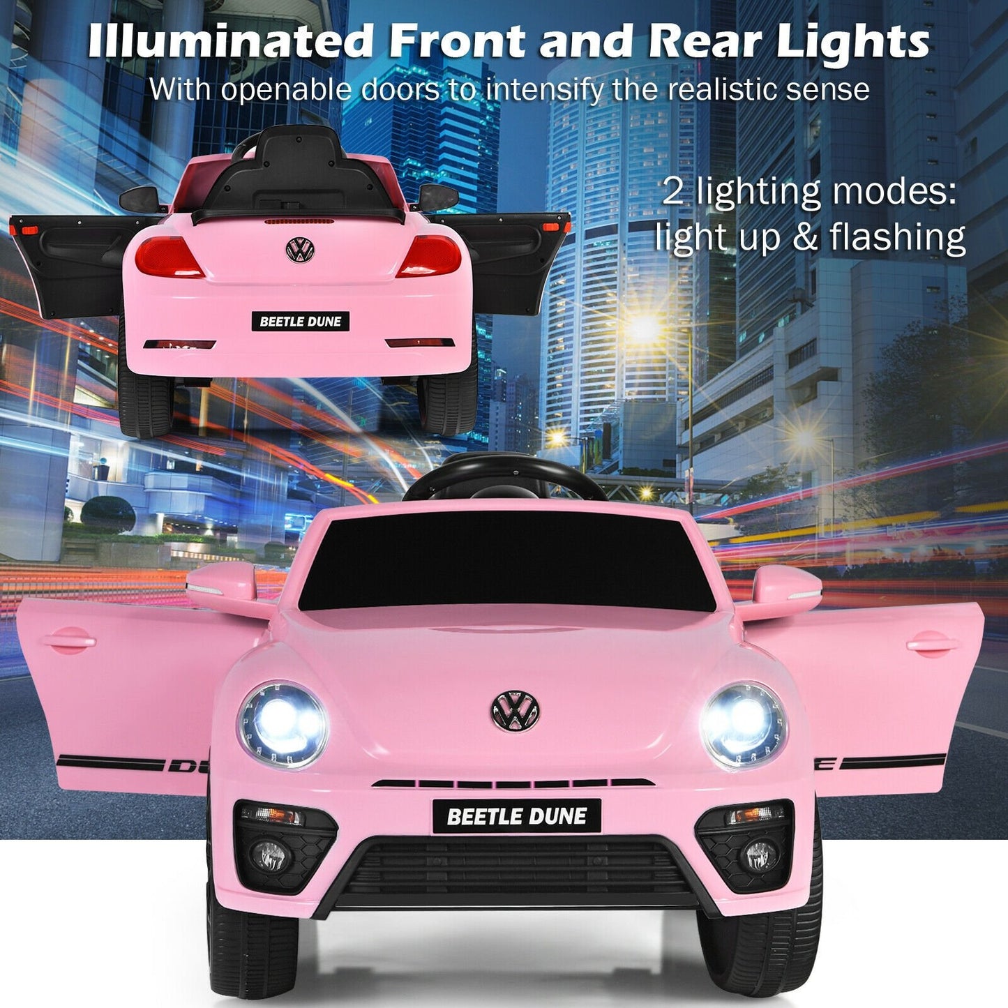 Volkswagen Beetle Kids Electric Ride On Car with Remote Control, Pink - Gallery Canada