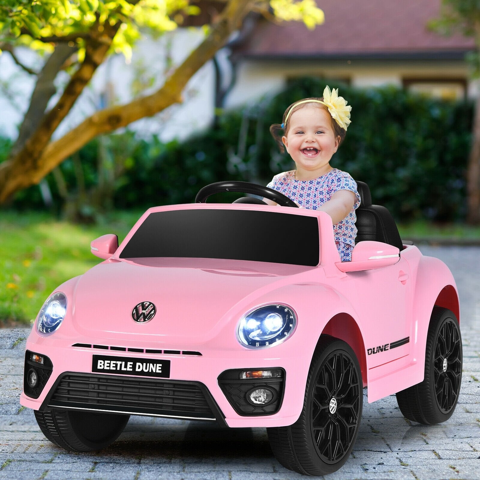 Volkswagen Beetle Kids Electric Ride On Car with Remote Control, Pink Powered Ride On Toys   at Gallery Canada