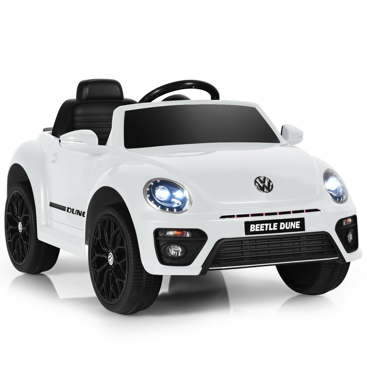 Volkswagen Beetle Kids Electric Ride On Car with Remote Control, White - Gallery Canada