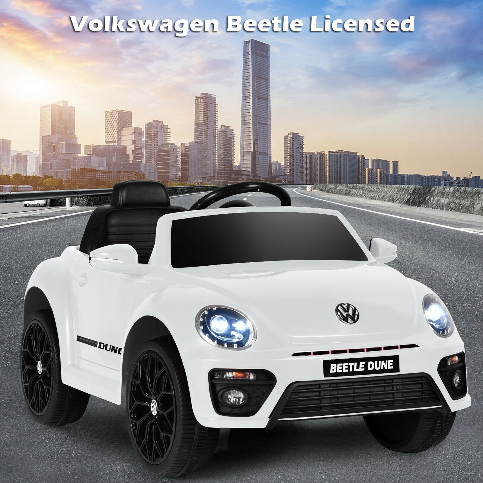 Volkswagen Beetle Kids Electric Ride On Car with Remote Control, White Powered Ride On Toys   at Gallery Canada