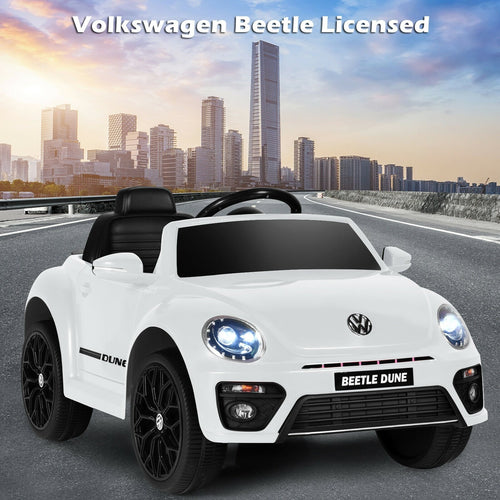 Volkswagen Beetle Kids Electric Ride On Car with Remote Control, White