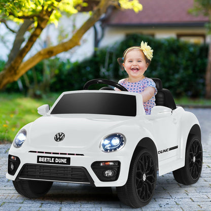 Volkswagen Beetle Kids Electric Ride On Car with Remote Control, White - Gallery Canada