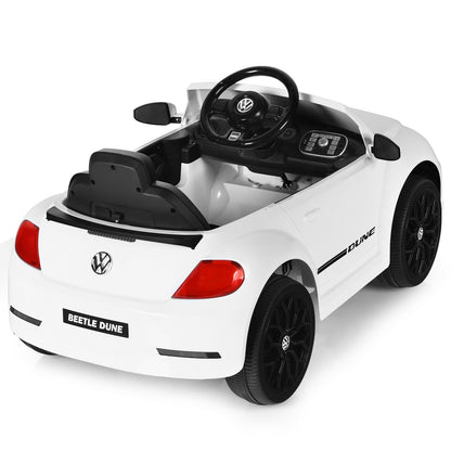 Volkswagen Beetle Kids Electric Ride On Car with Remote Control, White - Gallery Canada