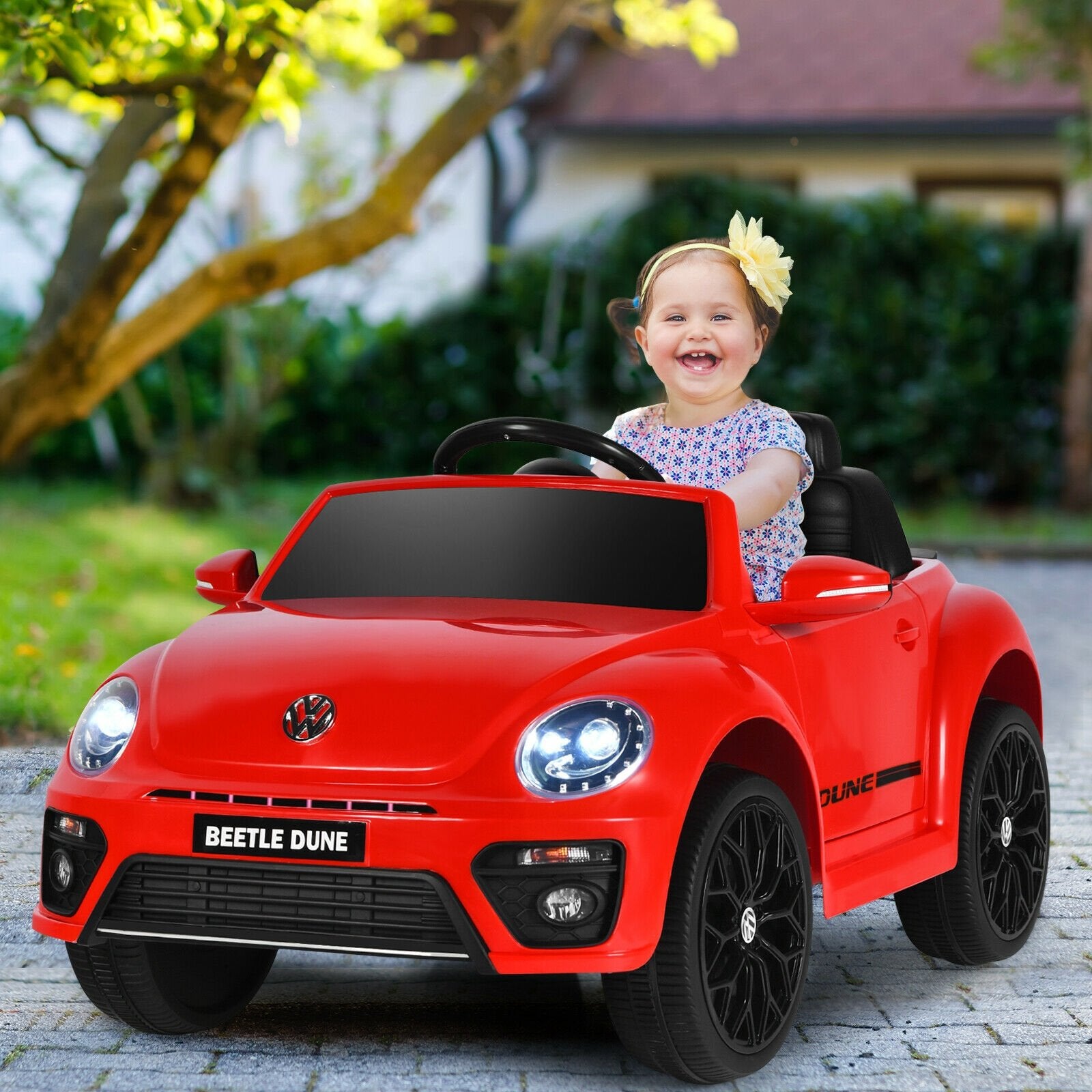 Volkswagen Beetle Kids Electric Ride On Car with Remote Control, Red Powered Ride On Toys   at Gallery Canada