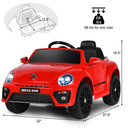 Volkswagen Beetle Kids Electric Ride On Car with Remote Control, Red - Gallery Canada