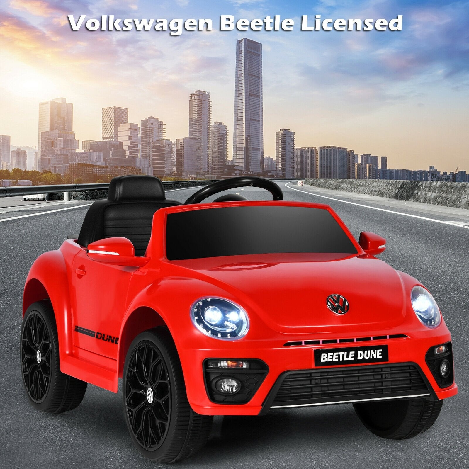 Volkswagen Beetle Kids Electric Ride On Car with Remote Control, Red - Gallery Canada