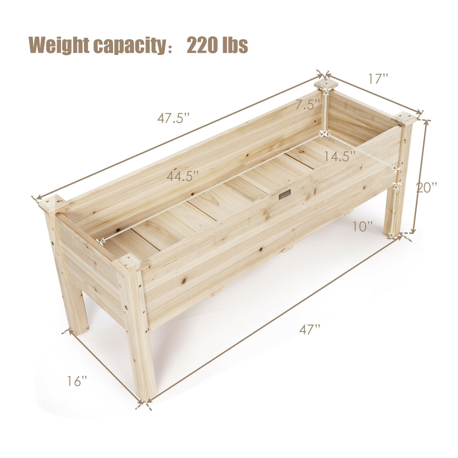 Raised Garden Bed Elevated Planter Box Wood for Vegetable Flower Herb, Natural Raised Garden Beds   at Gallery Canada