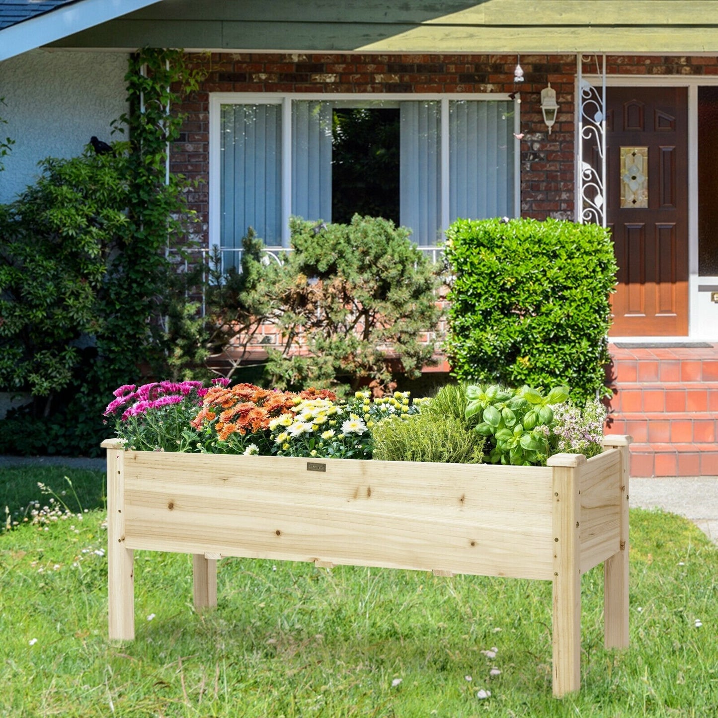 Raised Garden Bed Elevated Planter Box Wood for Vegetable Flower Herb, Natural Raised Garden Beds   at Gallery Canada