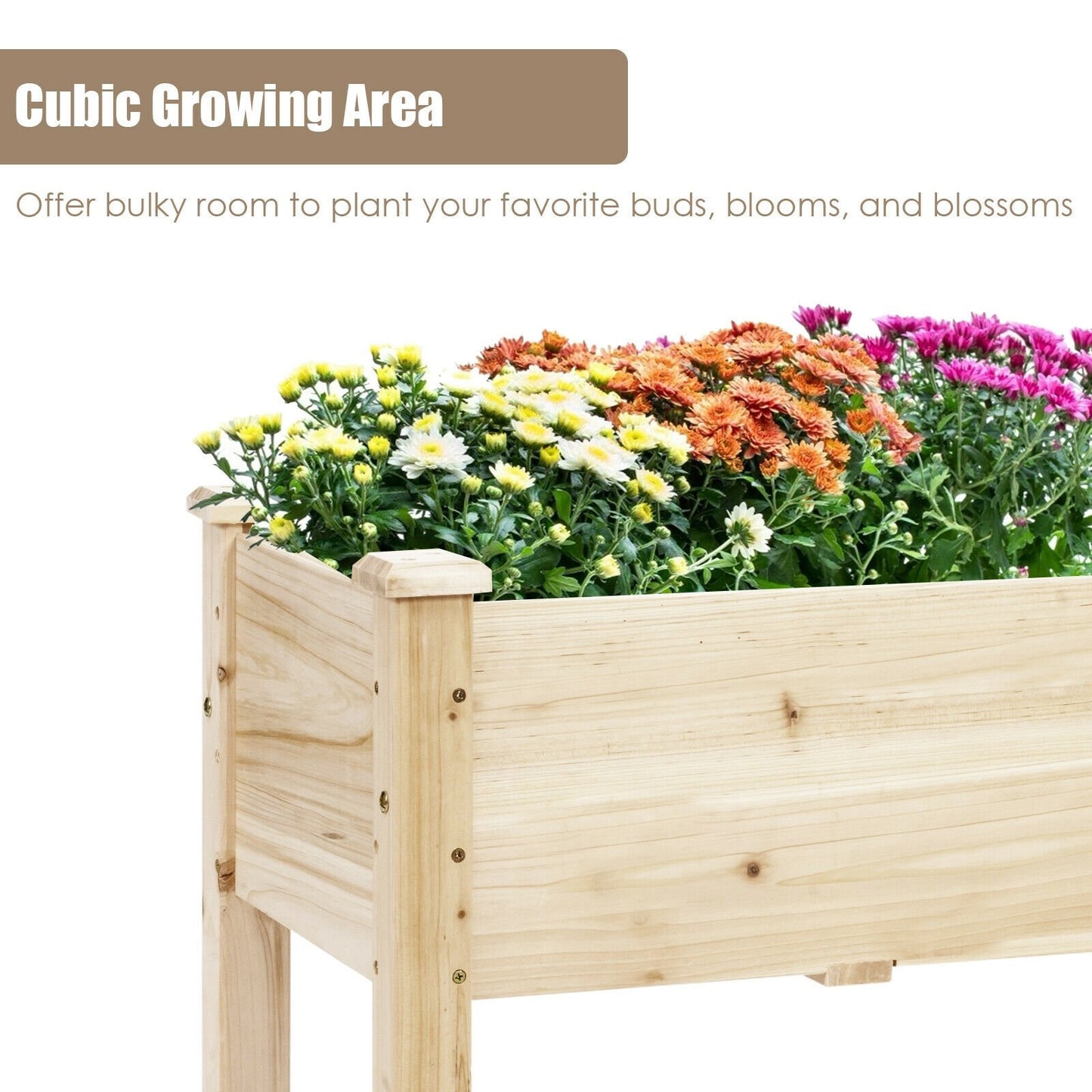 Raised Garden Bed Elevated Planter Box Wood for Vegetable Flower Herb, Natural Raised Garden Beds   at Gallery Canada