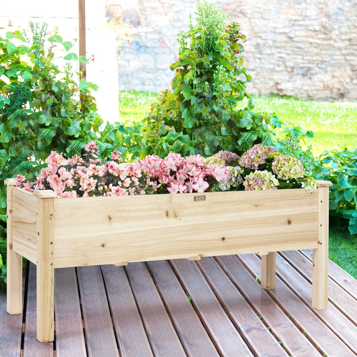 Raised Garden Bed Elevated Planter Box Wood for Vegetable Flower Herb, Natural Raised Garden Beds   at Gallery Canada